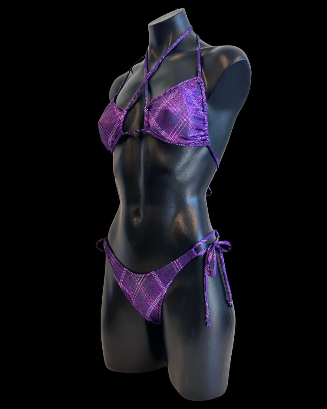 Purple Plaid Bikini Set