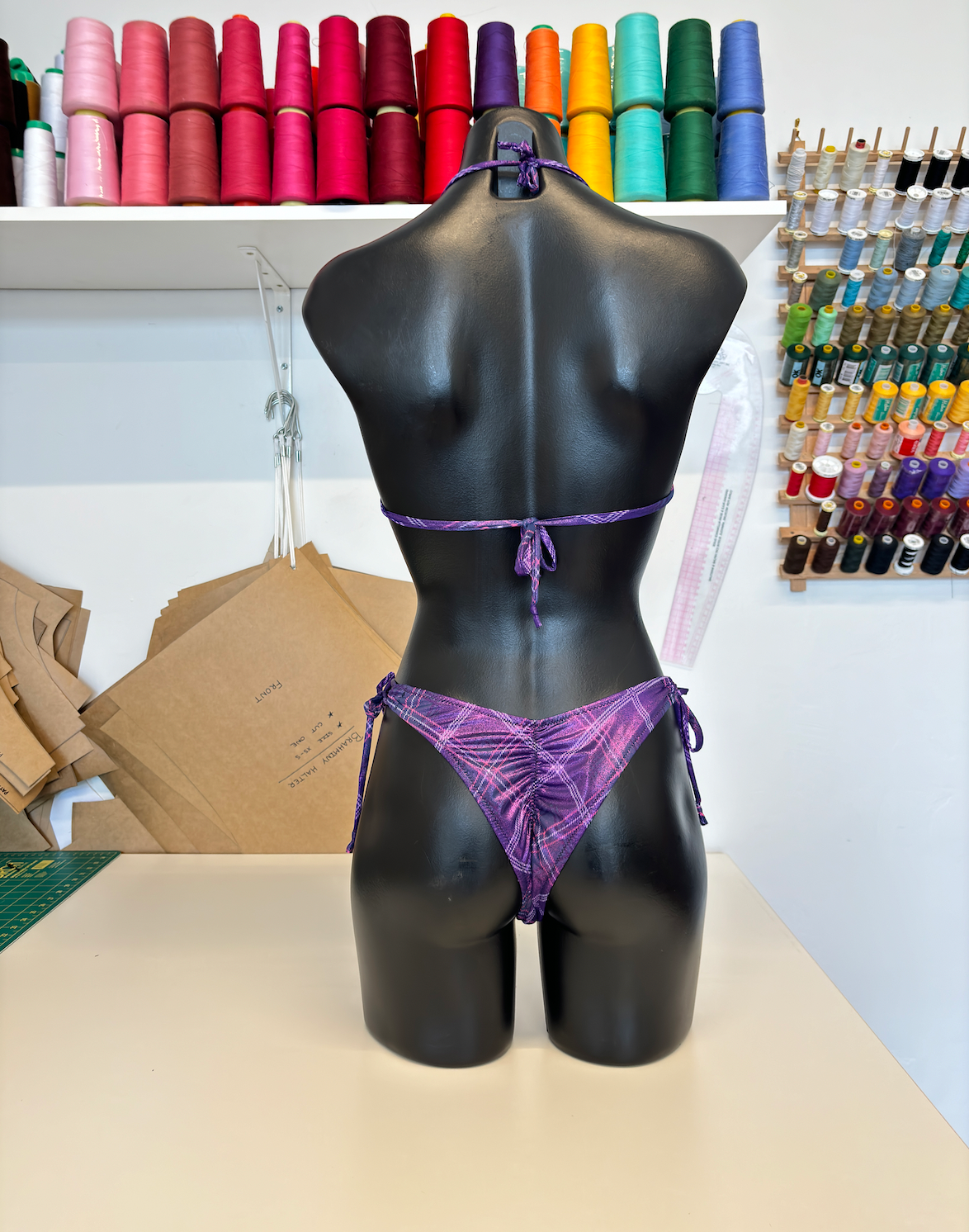 Purple Plaid Bikini Set